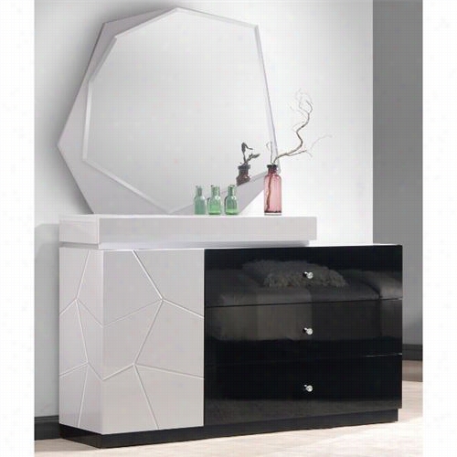 J&m Furniture 17854-dm Turin Dresser And Mirror In Ligh T Grey And  Black Lacquer