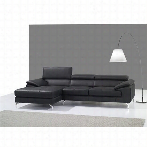 J&apm;m Furniture 1790612-lhfc Italian Leather Left Facing Chaise Mini Sectional In Black