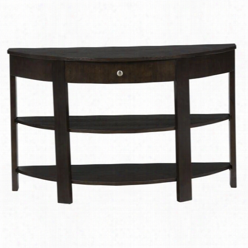 Jofran 430-4 Demilune Sofa Table With 1 Drawer And 2  Shelves In Parker Oak