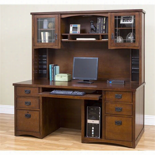 Kathy I Reland Home  By Martin Mo682-mo685 California Bung Alow Computer Desk With Storage Hutch