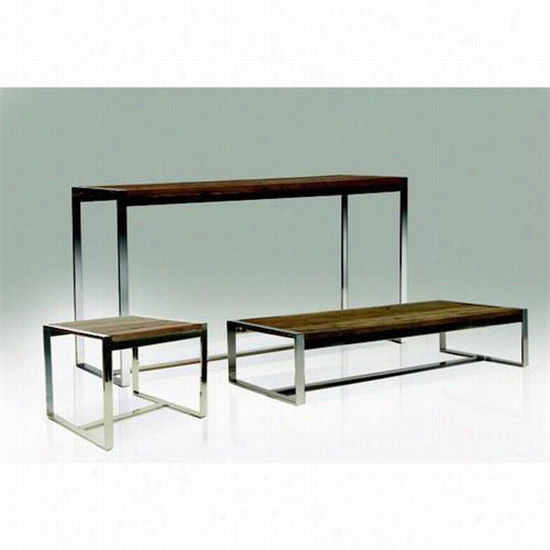 Moibtal Motif-end-tb Motif End Ttable Inn Reclaimed Solid Elm Top With Polished Stainless Carburet Of Iron Legs