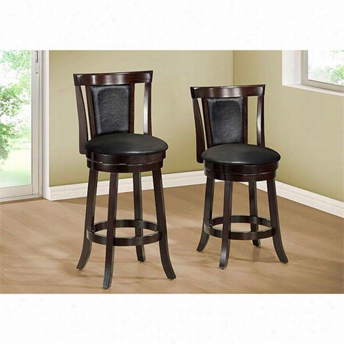 Monacrh Specialties I1278 2 Pieces 39"&hot;h Wood Swivel Barstool In Black/cappuccino