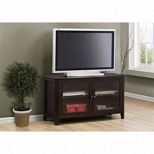 Monarch Specialties I1696 48""l Veneer Tv Console In Cappuccino Cherry