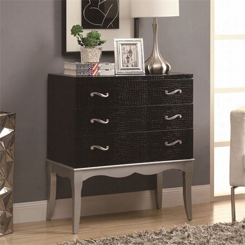 Monarch Specialties I3889 Black  Crocodile / Silver Contemporary Bombay Chest