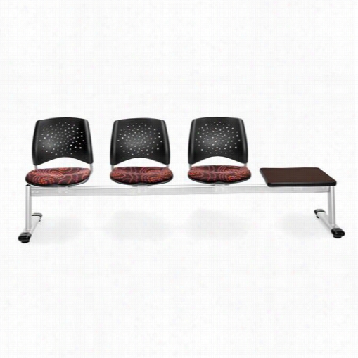 Omf E324t Elements Stars 4-unit Beam Seating With 3 Seats And 1 Mahogany Table