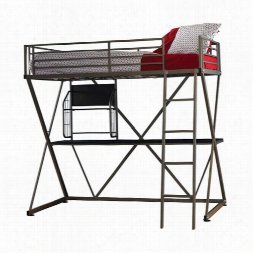 Poewll Furnitur E9 41-119 Z Loft Bed In Pewter