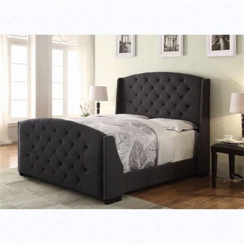 Pri Ds-2287-252-lc-ds-2287-400-lc Upholstered Queen Pan El Bed In Linosa Charcoal