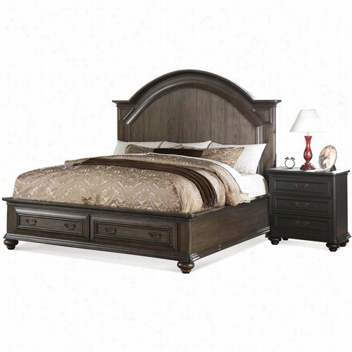 Riverside 15870-15873- 15878 Belmeade Queen Bed With Arch Panel Headboard And Stoarge Oftboard