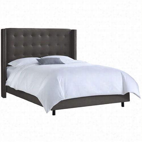 Skyline 533nbbed King Nail Button Tufted Wingback Bed