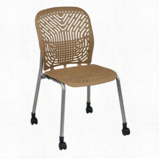 Space Seating 801-886c 801 Series  Determined Of 2 Deluxe Spaceflex Platinum Frame Visitor's Chair In Latte With Casters