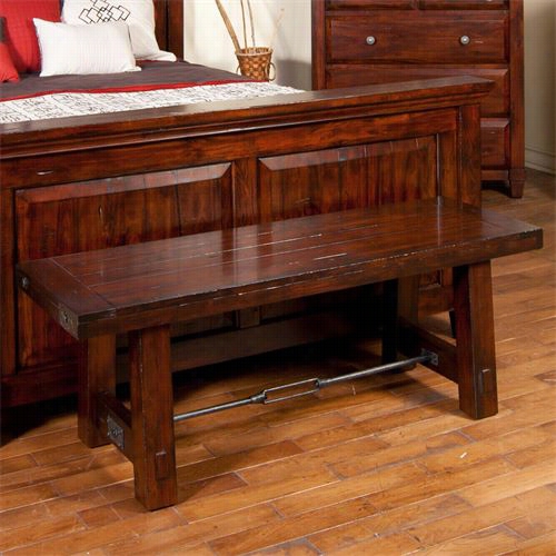 Cheerful Designs 2340rm-bw Vineyard Bench In Rustic Mahogany With Wood Seat