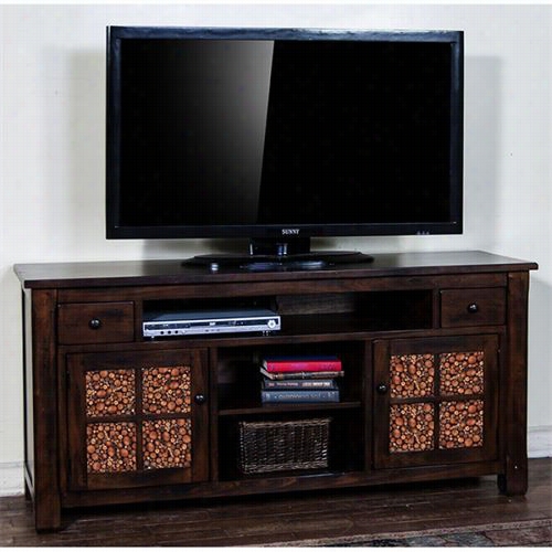 Sunny Designs 3484dt-64 Woodland 64"" Tv Console In Dark Tobacco