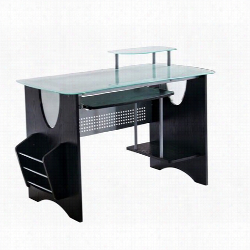 Techhni Mobili Rta-3325-es18 Glass-top Homeoffice Desk In Espresso