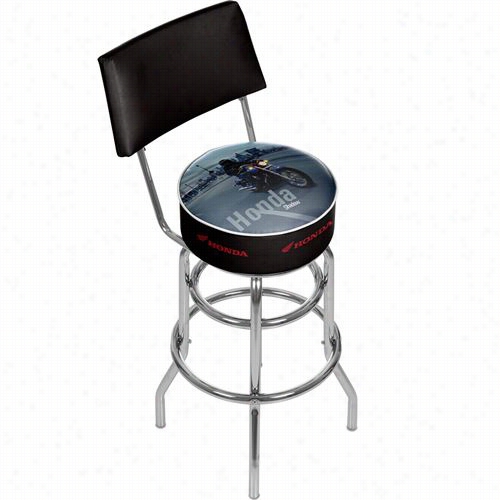 Trademark Home Hon1100-shw Honda Shadow Padded Swivel Bar Stool With Back