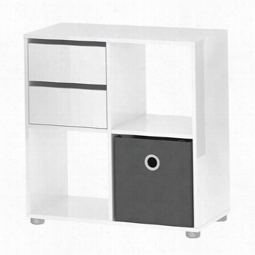 Tvilum 71511uuuuct Demi Bookcase With Cube In Whit Ehigh Gloss / Textile Grey