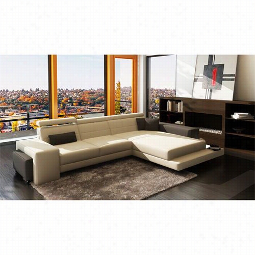 Vig Furniture Vgev6113 Divani Casa Modern Bonde Dleather Sectional Sofa In White/grey