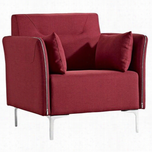 Vig Furniture Vgmb11365-ch-red Divani Casa Davenport Modern Fabric Lounge Cair In Red