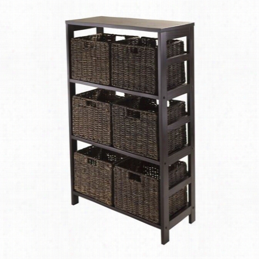 Winsome 92051 Granville 7 Piece Storage Shelf With  6foldable Baskets In Esspresso