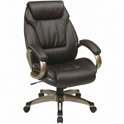 Worksmart Ech36021-ec1 Executive Eco Leather Chair In Espresso With Padded Height Adjustable Arms And Coated Bqse