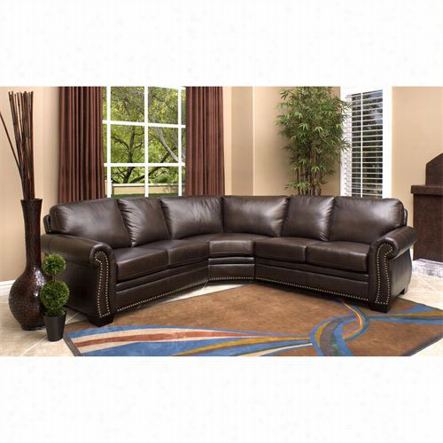 Abbyson Living Ci-n410-brn Oxf Ord Iatlian Leather Ectional Sof In Dark Brown