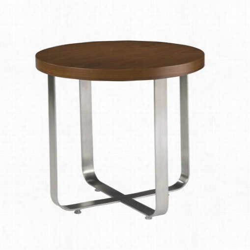 Allan Copley Designs 20901-02 Artesia Ound End Table With Satin Nickel Base
