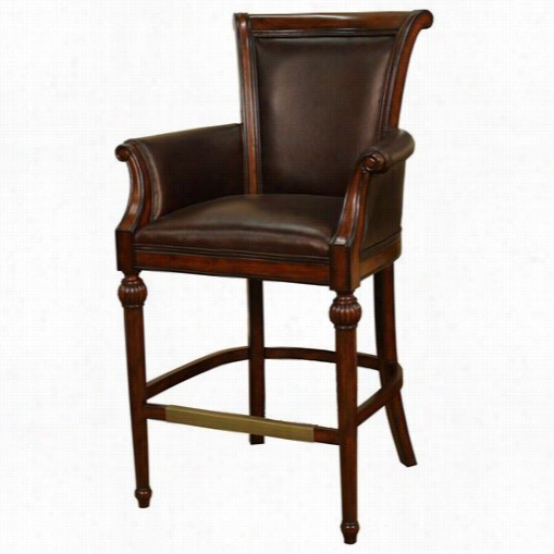 Amreican Heritage 130838 Fedderico Bar Stool In Canyon With Porter Brown Genuine  Leather