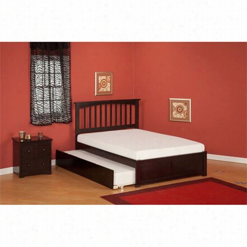 Atlanic Furniture Ar873201 Mission Full Bed  With Flat Panel Footboard And Urban Roller