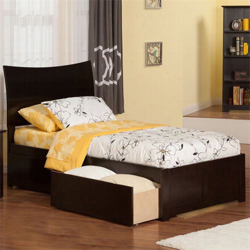 Atlantic Furniture Ar912211 Soho Twin Bed With Flat Array Footboard And 2 Urban Bed Drawers