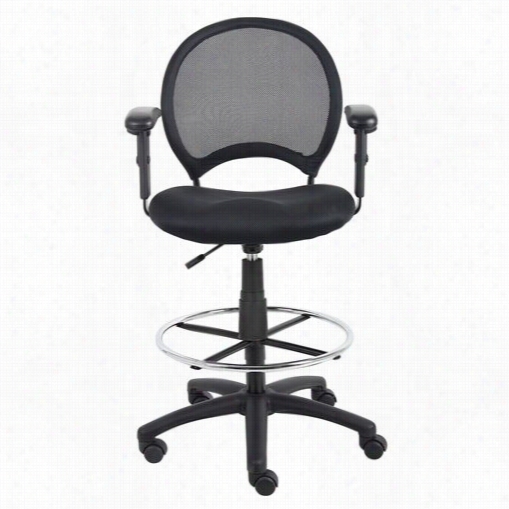 Boss Office Products  B16216 Mesh Ddrafting Stool With Adjustabl Earms