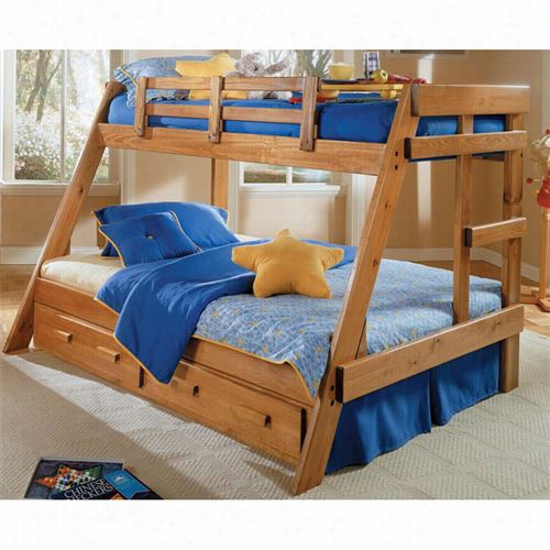 Chelsea Hoe Furniture 36 2650-s Twin / Full A Frame Bunk Bed With Underbed Storage In Honey