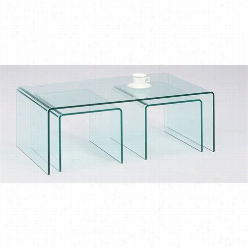 Chintaly Imports 6022-ct Set Of 3 Nested Bent  Glass Cocktaiil Table