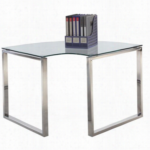 Chintaly Imp Orts 6931-dsk-crn  Corner Computer Desk Table In Clear Glass