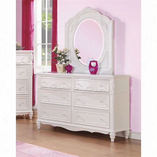 Coaster Furniture 400723-400724 Caroline Dresser With Mirror In White Painted