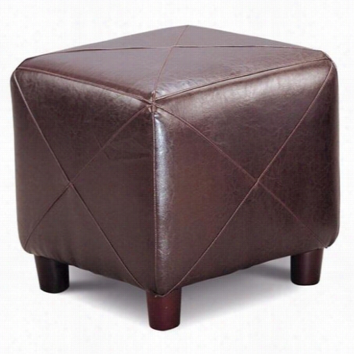 Coaster Furrniture 500124 Contemporary Brown Faux Leather Cube Ottoman