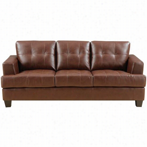 Coaster Furniture 504072 Samuels Tationary Sofa In Dark Brown With Attached Seat Cushions