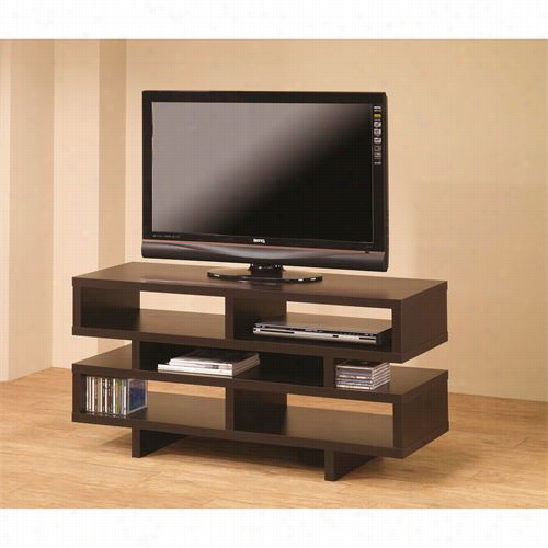 Coaster Furniture 700720 Contemporary Tv Consooe In Cappuccino With Open Sttorage