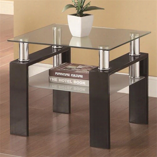 Coaster Furniture 702287 22"" Occasional Group Tempered Glass End Table In Black