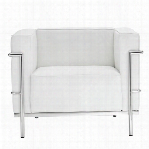 East End Imports Eei-565-whi Le Corbusier Lc3 Armchair In Genuine White L Eather