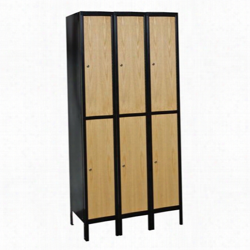 H Allowell Uw3588 -2a-mew45quot;"w X 18""d X 78""h  Double Tier 3-ide Assembled Metal-wood Hybrid Locker In Midnight Ebony Body/fra Me