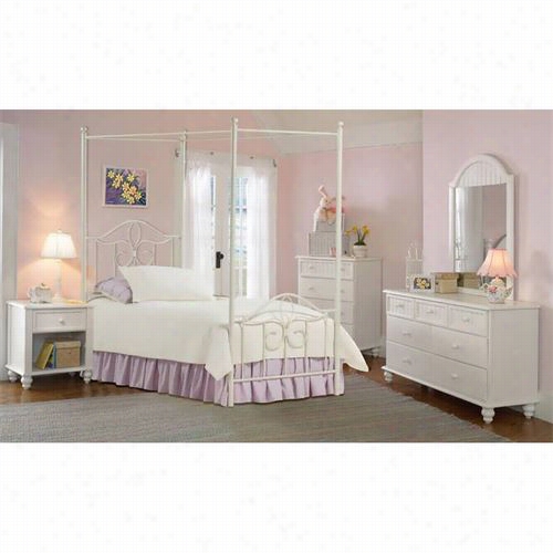Hillsdale Furinture 1354fp5set W Estfield 5 Piecce Canopy Full Metal Bedroom Set In Off White