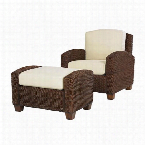 Home Styles 5402-100 Cabana 2 Piece Chair And Ottoman Leaf Set In Cocoa