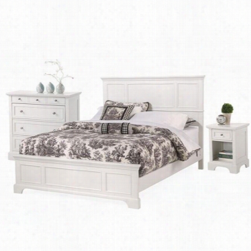 Home Styles 5530-5012 Naples Queen Headboard And Nightstan Dwith Drawer Chest In Wh Te