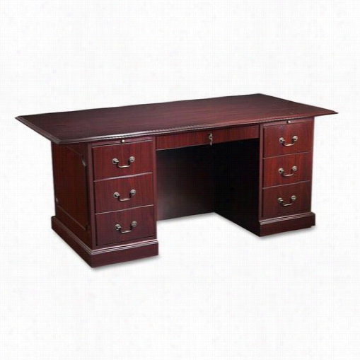 Hon Industries Hon94271nn  94000 Series 72"&qquot; Double Pedestal Desk In Mahognay