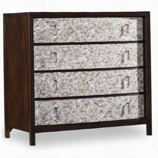 Hookr Furniture 5428-85001 Four Drawer Mothee Of Pearl Chest In Dark Wood