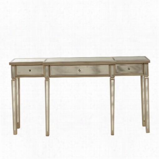 Pri Ds-2255-700 Mirror Coonsole Table In Metallic Silver