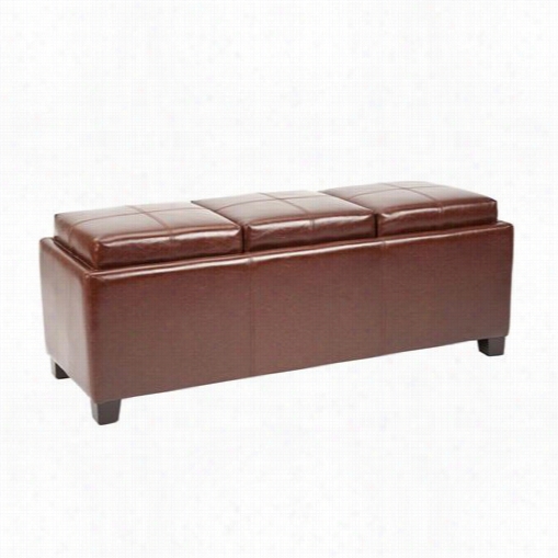 Safavieh Hud8235 Harrison Bicast Leather Triple Tray Ottoman