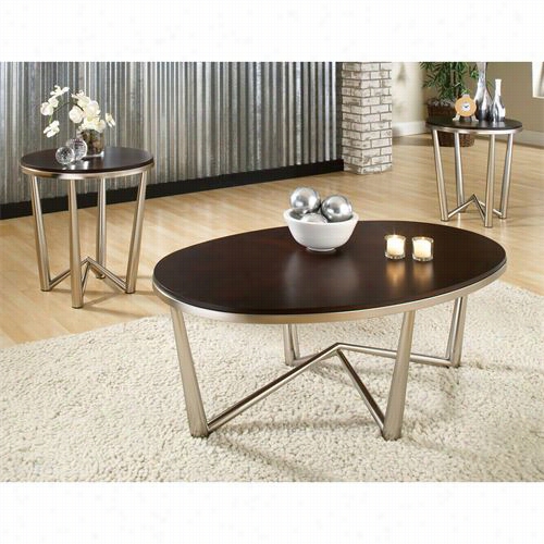 Steve Silver Cm3000 Cosom 3 Pack Table Set In Espresso/brushed Nickel