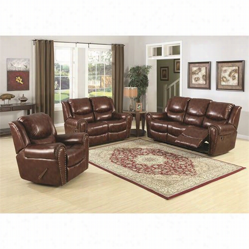 Sunsett Rading Su-s1-190-3pcset Oxford 3 Piece Reclining Living R Oom Set With Lower Down Table In Brown