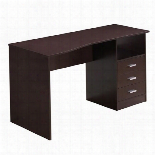 Techni Mobili Rta-840=wn Classy Deskw Ith Three Drawers In Wenge