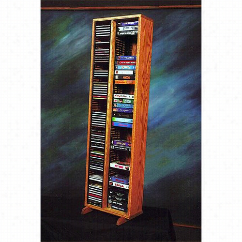 The Wood Shed 211-4cd-vhs Solid Oak Tower For Cd's And Vhs Tapes(individual Locking Slots)